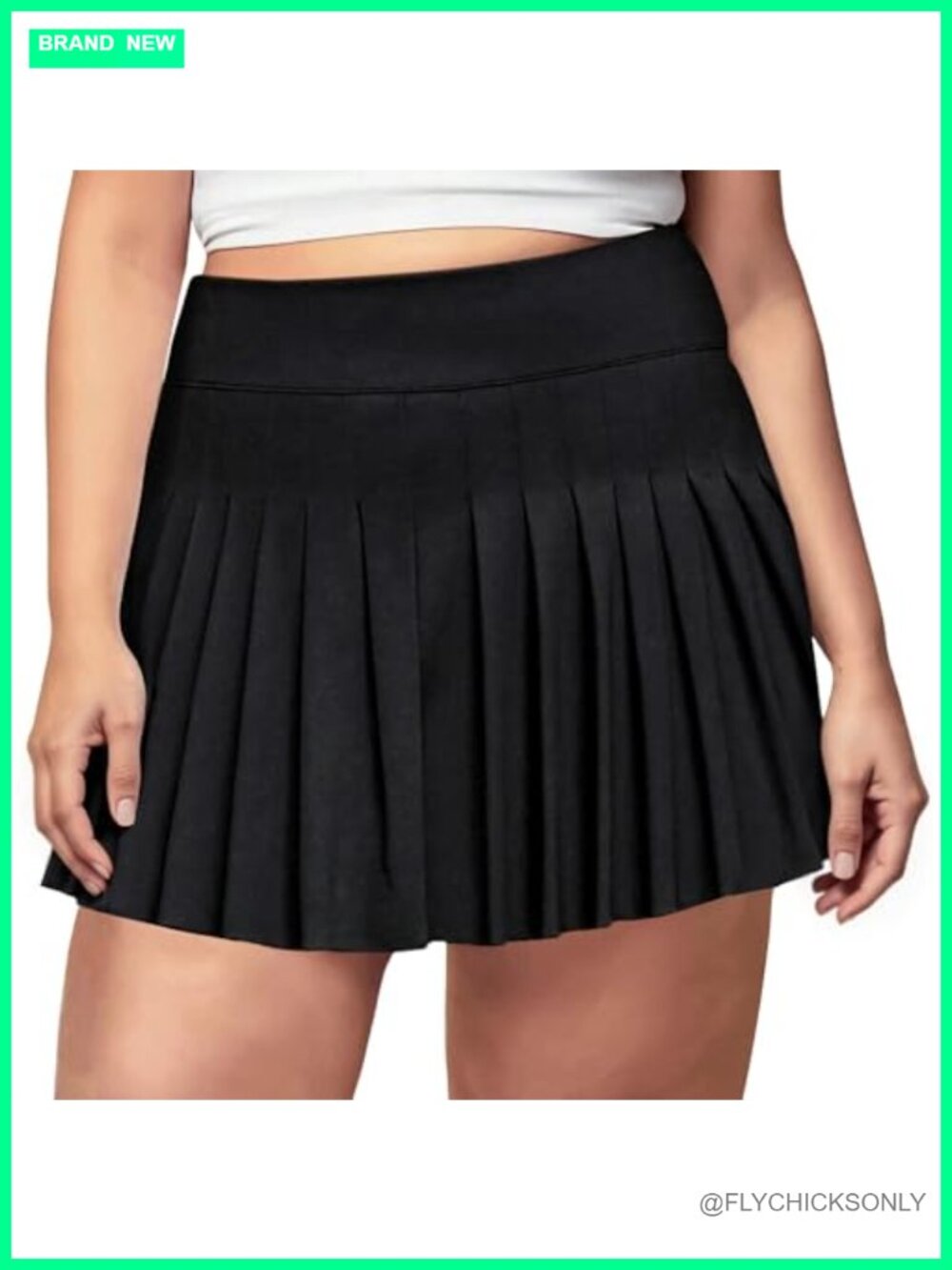 Plus Size Pleated Athletic Skort with Built-in Shorts, High Waist, Quick Dry